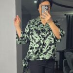 شومیز ساتن طرحدار گره ای